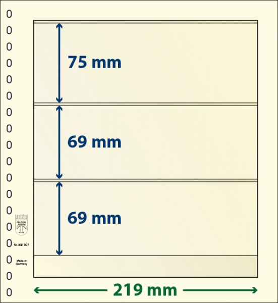 Листи LINDNER-T-BLANKO під клеммташе: 3 69, 69, 75 мм