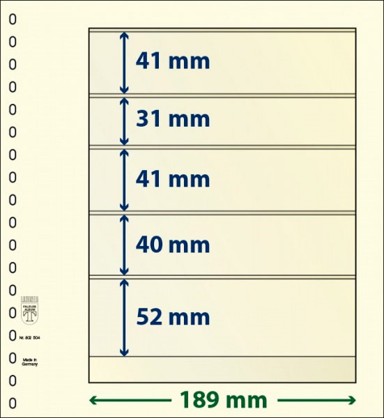 Листи LINDNER-T-BLANKO під клеммташе: 5 52, 40, 41, 31, 41 мм