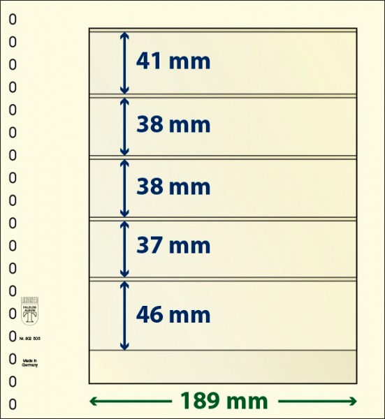 Листи LINDNER-T-BLANKO під клеммташе: 5 46, 37, 38, 38, 41 мм