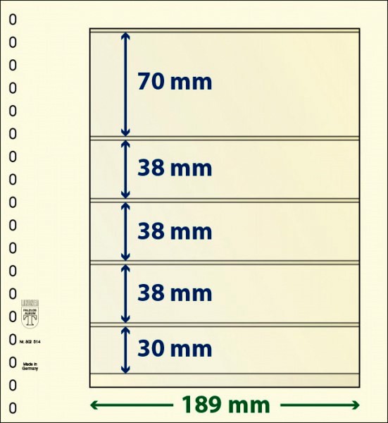 Листи LINDNER-T-BLANKO під клеммташе: 5 30, 38, 38, 38, 70 мм